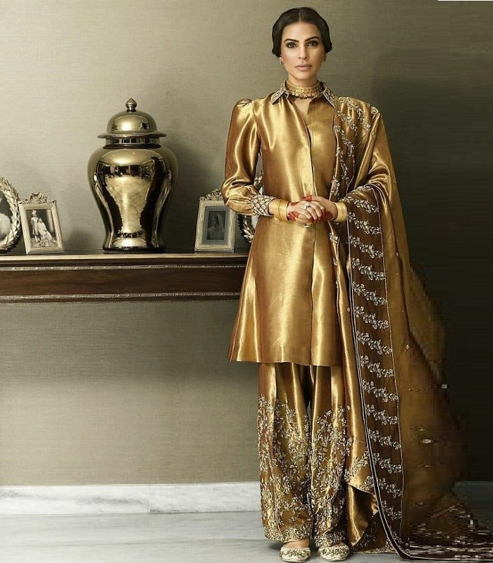 Tan Tissue Suit | Pakistani Wedding Dresses